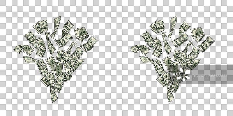 飞散的美元钞票组成的金钱构图图片素材