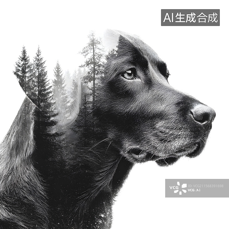 【AI数字艺术】狗，森林图片素材