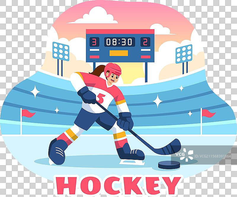 冰球运动员，佩戴头盔，手持球杆图片素材