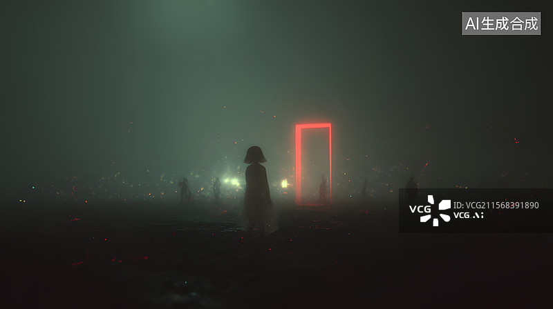 【AI数字艺术】神秘的粉色门图片素材