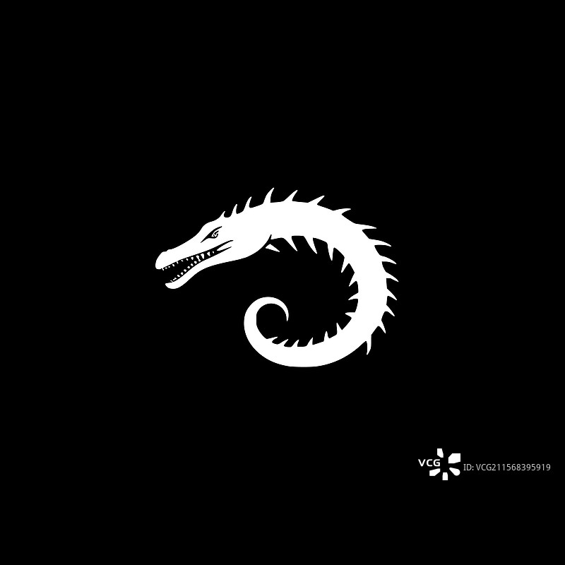 鳄鱼 - 极简风格的平面标志图片素材