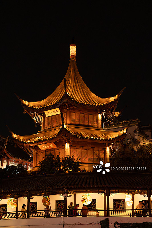 南京，夜游秦淮河图片素材
