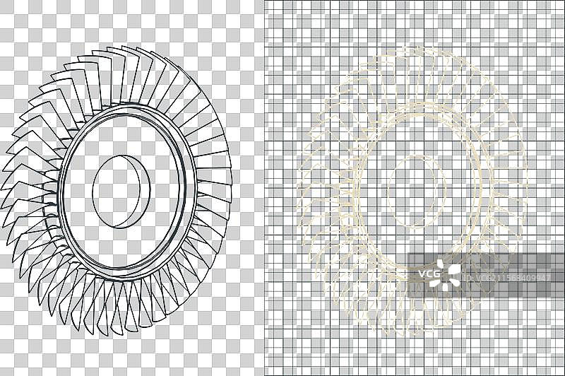 发动机压缩机叶轮等轴测蓝图图片素材