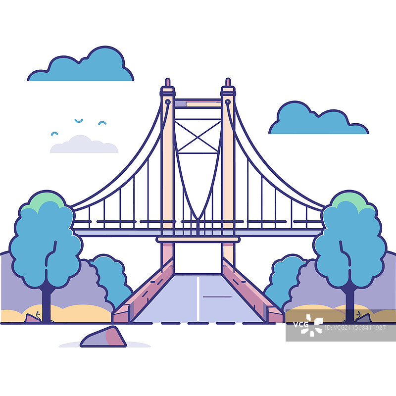 悬索桥卡通图图片素材