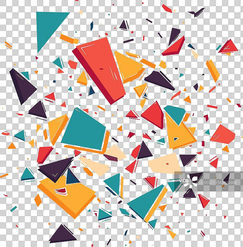 五彩缤纷的几何形状在白色背景上爆炸图片素材