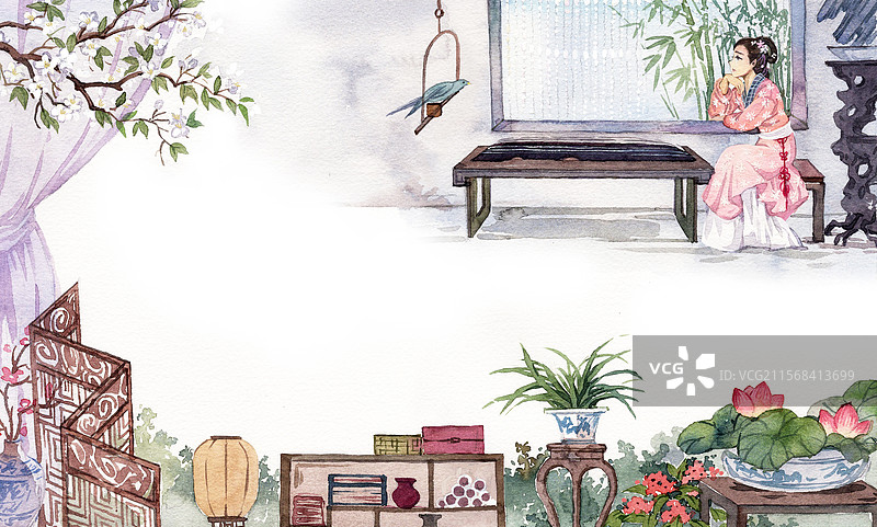 怨情插画图片素材