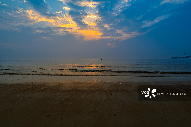 山东威海日落湾夕阳海景图片素材