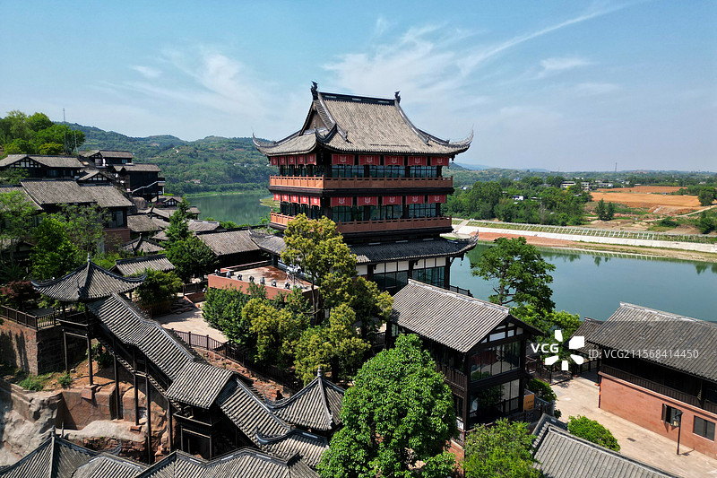 成都金堂五凤溪古镇 龙吟小镇图片素材