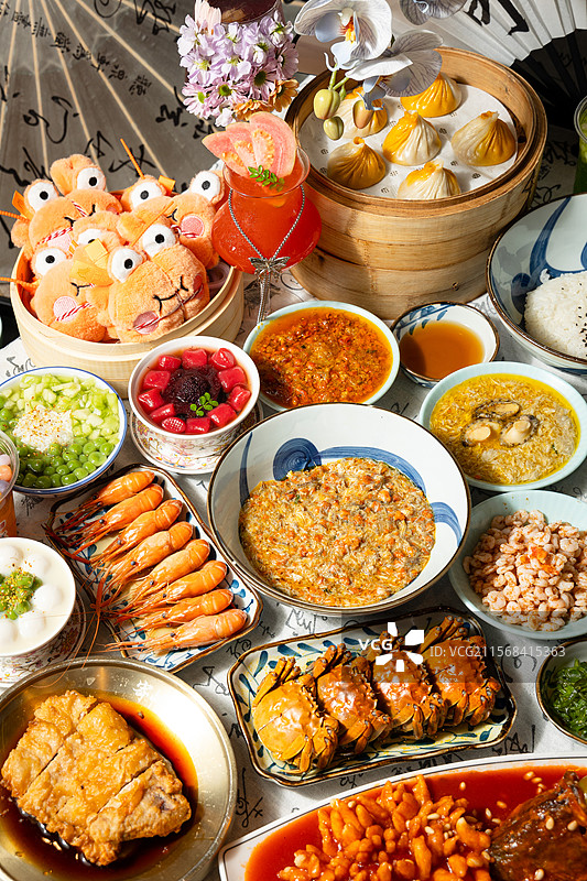 本帮菜上海特色上海菜上海美食松鼠桂鱼蟹黄汤包小笼包蟹粉小笼包汤包醉蟹醉虾酒醉虾虾图片素材