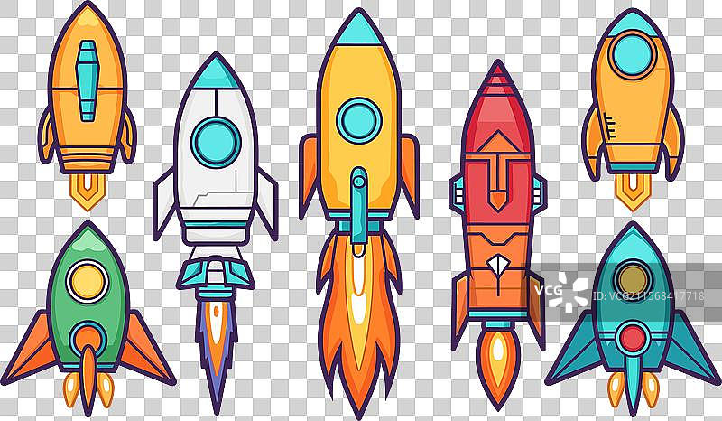 色彩斑斓的火箭孤立展示图片素材