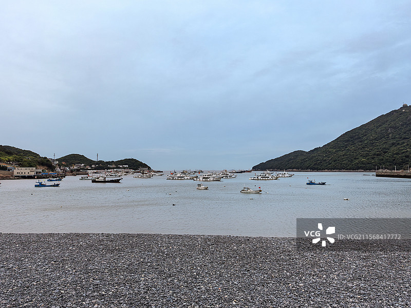 舟山小乌石塘鹅卵石沙滩风景区全景风光图片素材
