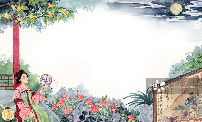 秋夕插画图片素材