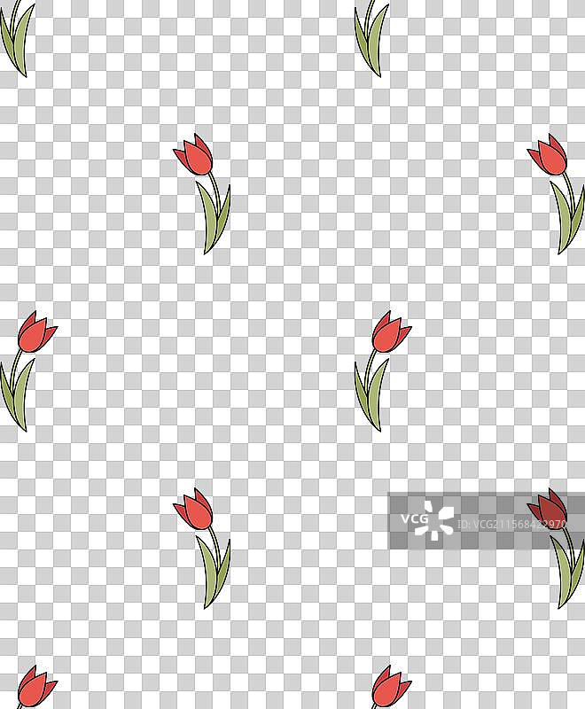 土耳其红郁金香花，土耳其的象征，无缝图案图片素材