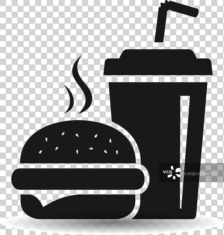 汉堡和汽水或可乐饮料的符号图片素材