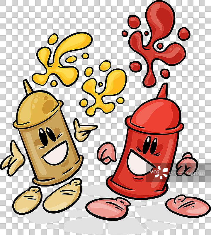 有趣的卡通芥末和番茄酱图片素材