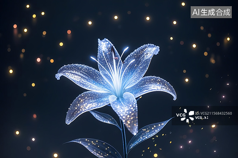 【AI数字艺术】梦幻闪耀水晶百合图片素材