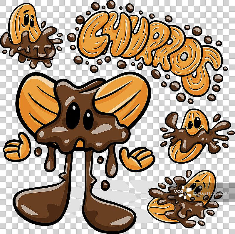 孤立的搞笑卡通角色与西班牙油条图片素材