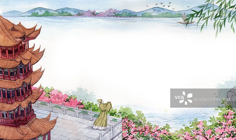 黄鹤楼送孟浩然之广陵图片素材