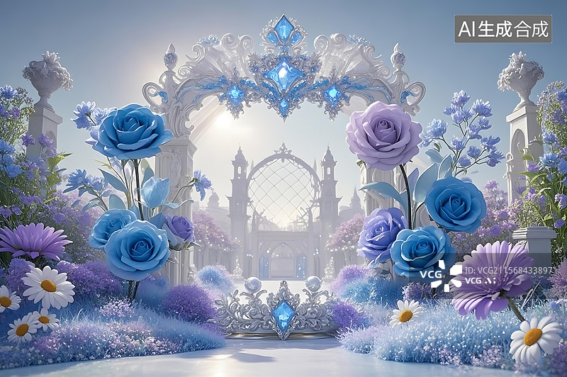 【AI数字艺术】梦幻花门仙境之景图片素材