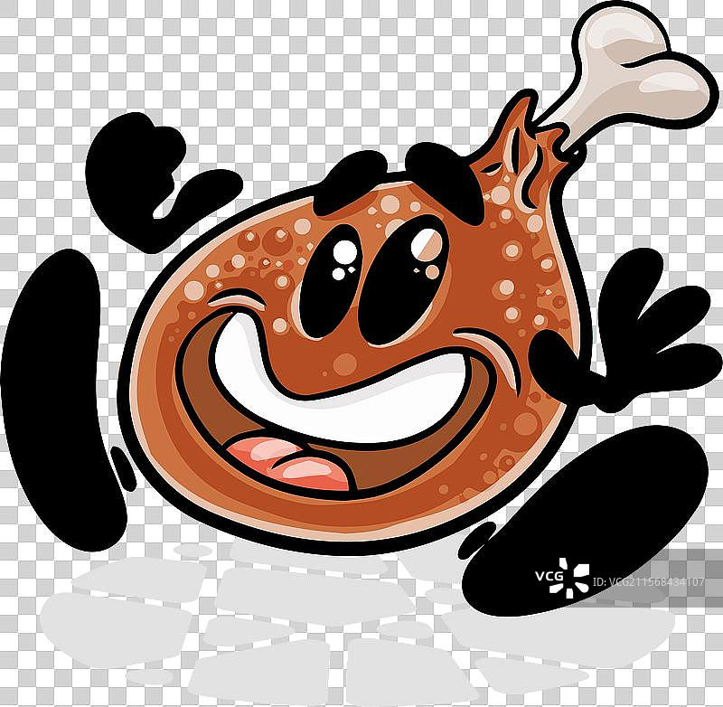 搞笑的卡通角色与炸鸡腿图片素材