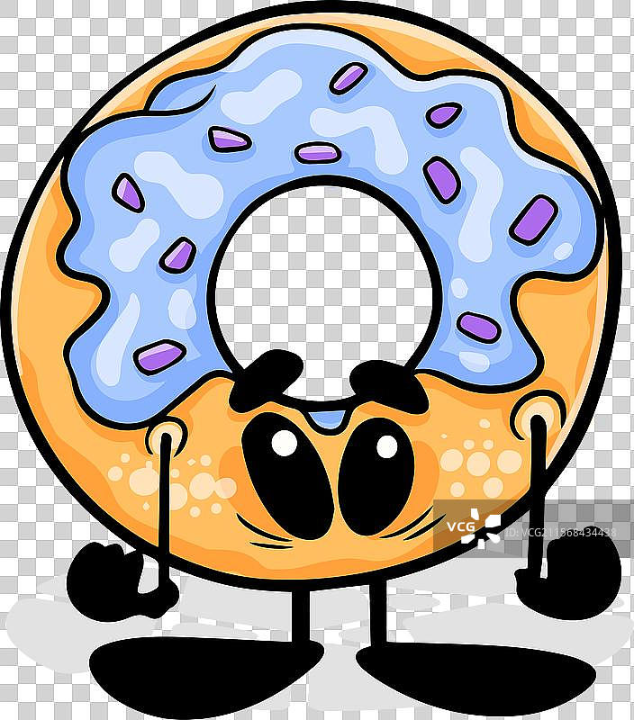 有趣的卡通甜甜圈角色，背景为纯色图片素材