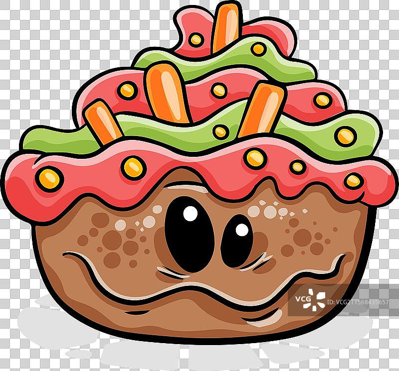 可爱的蛋糕搞笑卡通角色孤立图像图片素材