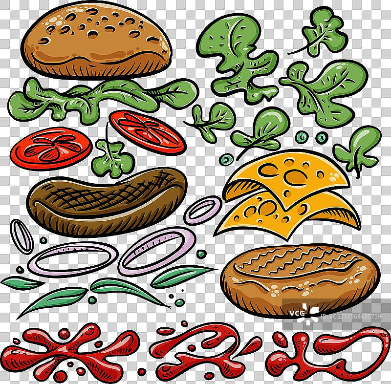 快餐汉堡配料构建器图片素材