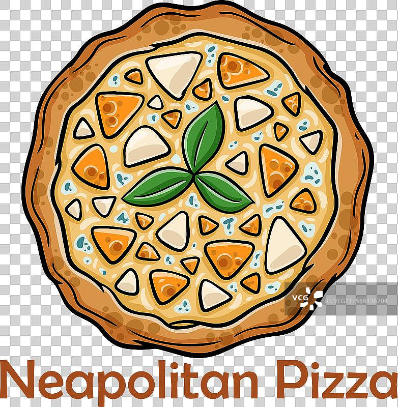 四种奶酪烟熏苏鲁古尼奶酪和戈贡佐拉奶酪披萨图片素材