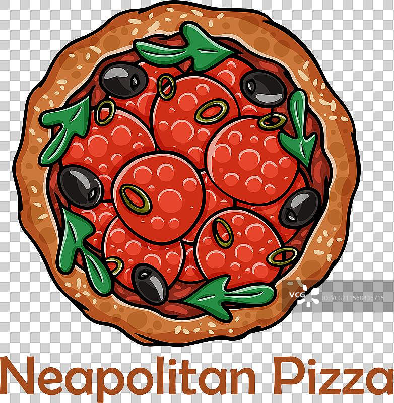 辣味香肠芝士披萨配火箭菜和樱桃番茄图片素材