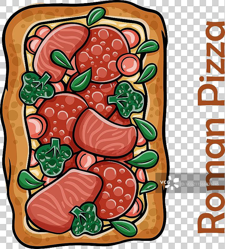 意大利香肠、火腿、维也纳香肠和卡拉马塔橄榄的比萨饼图片素材