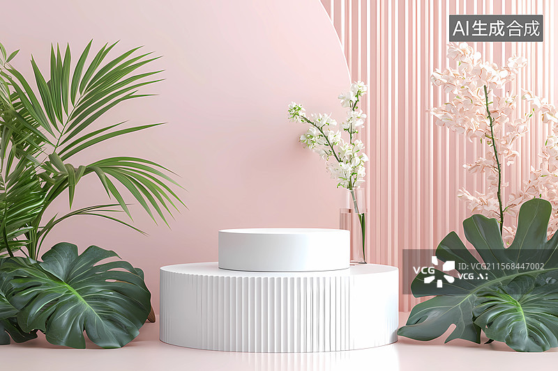 【AI数字艺术】极简、纯色、蓝白色、ins凤电商产品展示背景图片素材