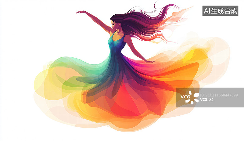 【AI数字艺术】舞动的色彩精灵图片素材