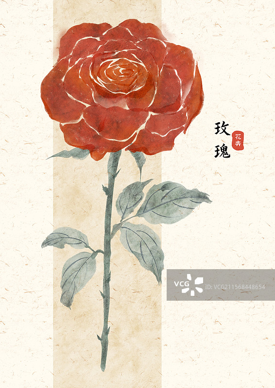红玫瑰插画图片素材