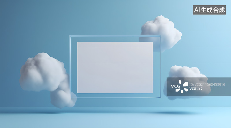 【AI数字艺术】图片中的蓝色背景白色云和图形图片素材