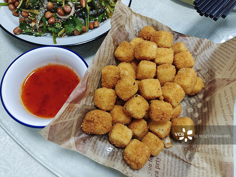 广东特色美食香脆小豆腐图片素材