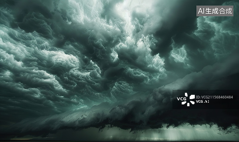 【AI数字艺术】威胁蓝色风暴抽象商业背景动荡恶劣天气意象动态云层和威胁天空传达危险和气象强度图片素材