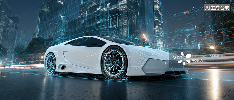 【AI数字艺术】白色未来汽车概念图图片素材