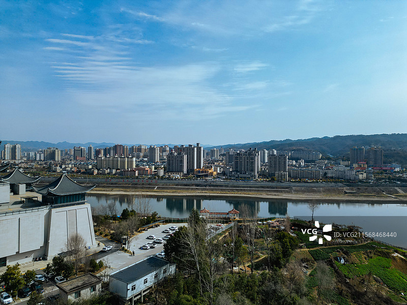 安康市 汉滨区 汉江 巴山中路 西坝村 航拍图片素材