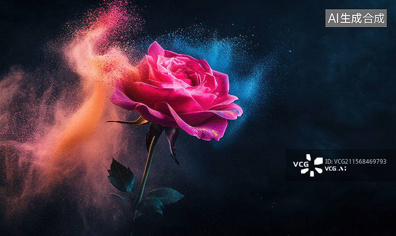 【AI数字艺术】梦幻玫瑰绽放瞬间图片素材