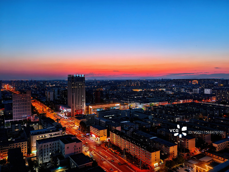 俯瞰廊坊城市夜景图片素材
