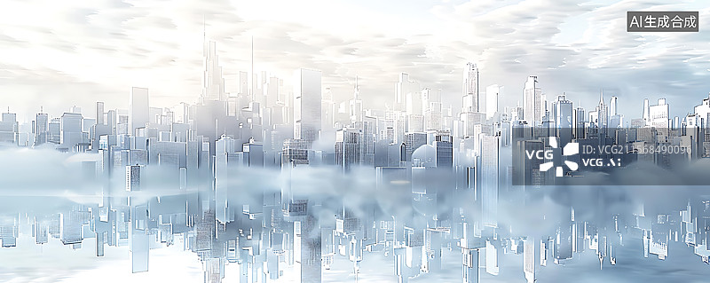 【AI数字艺术】白色广角金融城市宣传背景图片图片素材