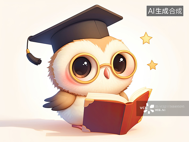【AI数字艺术】戴博士帽的猫头鹰图片素材
