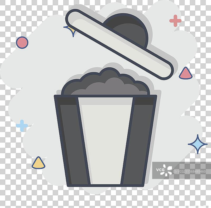 与删除符号相关的废物图标，漫画风格图片素材