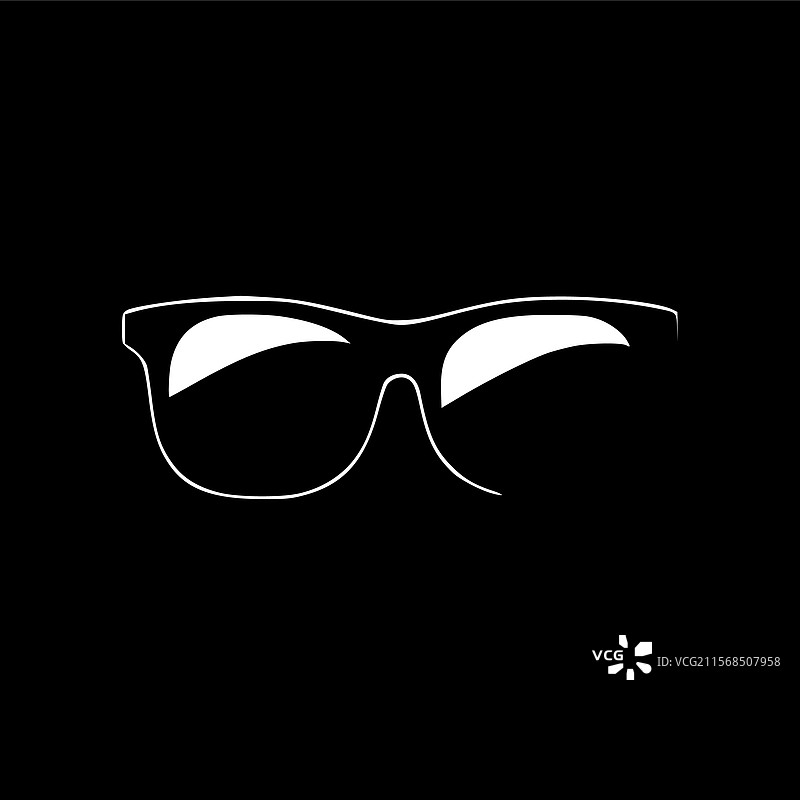 黑白色的太阳镜孤立图标图片素材