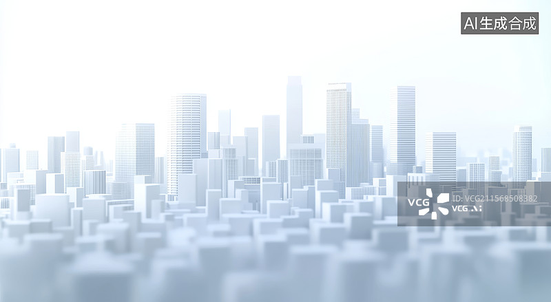 【AI数字艺术】白色城市天际线模型图片素材