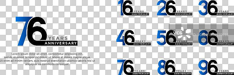 蓝色和黑色的周年纪念标志风格组合图片素材