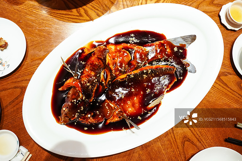 杭州 西湖国宾馆 八号楼 餐厅 晚餐 美食 江浙菜 西湖醋鱼图片素材