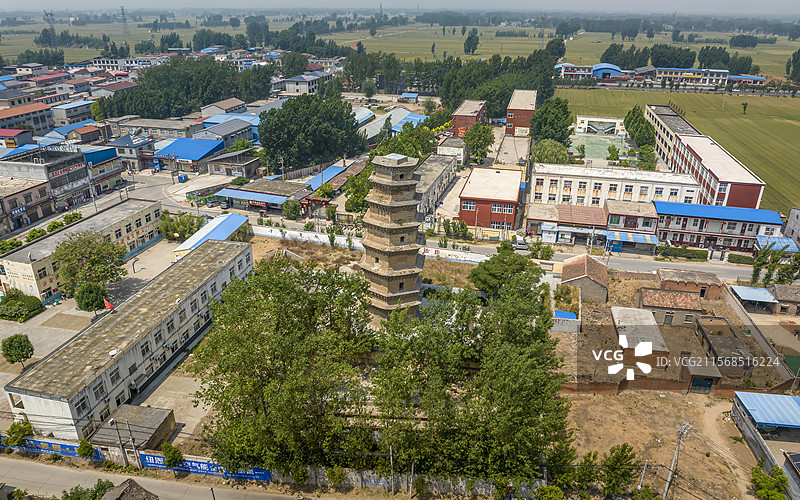 河南省新乡市延津县广唐寺塔航拍图片素材