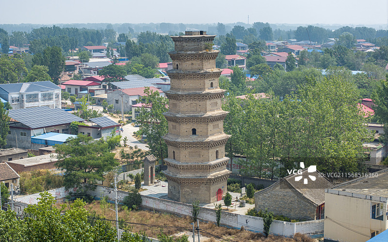 河南省新乡市延津县广唐寺塔航拍图片素材