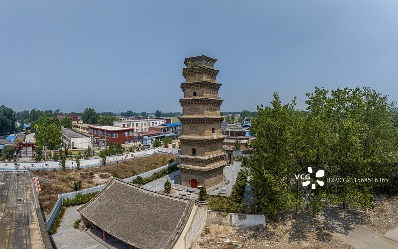 河南省新乡市延津县广唐寺塔航拍图片素材
